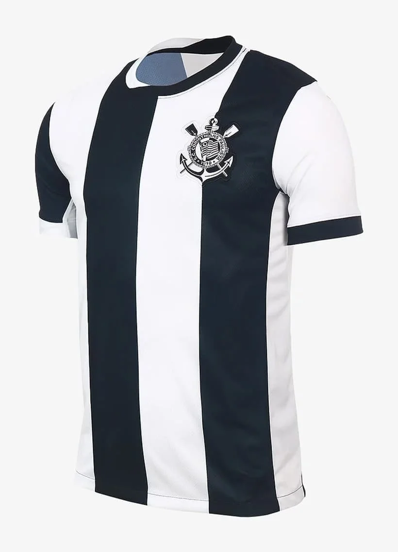 Sommer Brasilien Timão Fußballtrikot Corinthians Schwarz Gestreiftes T-Shirt Familien-Partnerlook für Sport, Streetwear und Freizeitkleidung – Detail 1