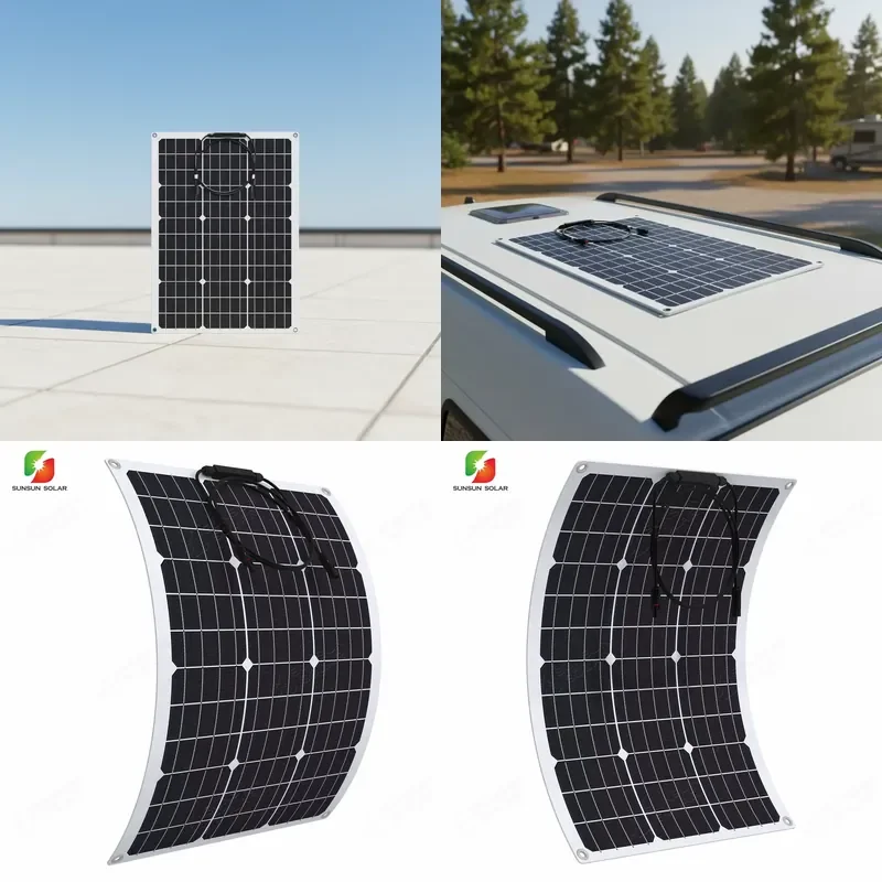 Ultra Light Weight Monocrystalline Cell ETFE Flexible Solar Panel 30W 50W Small Size Portable for Marine Boat Outdoor Use
