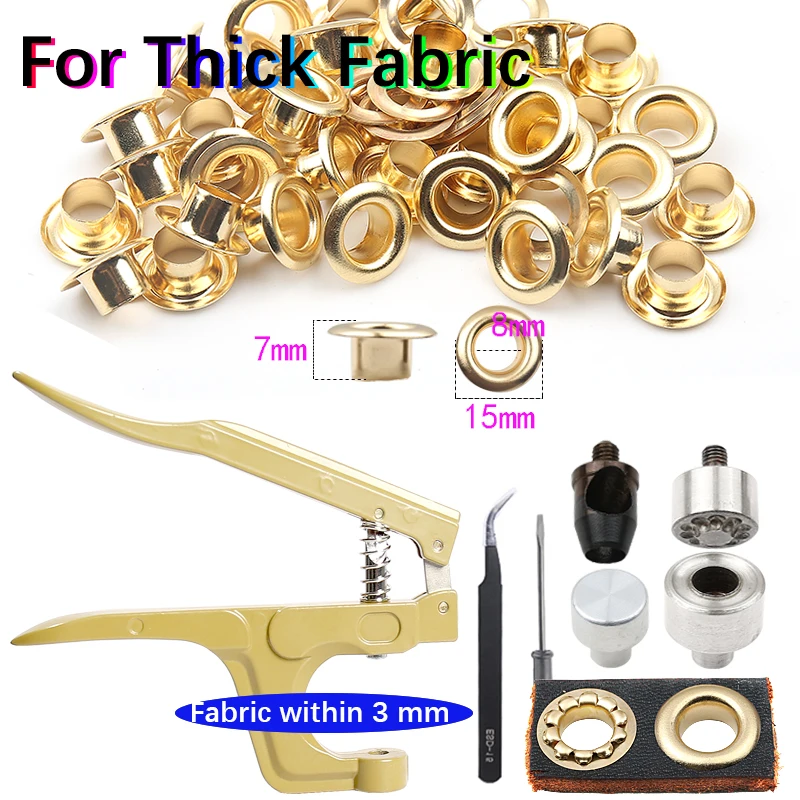 5/6/8mm Brass Eyelets For Thick Fabric with Multifunctional Pliers Grommet Kit Leather Belt Paper Eyelet Tool and Accessoires