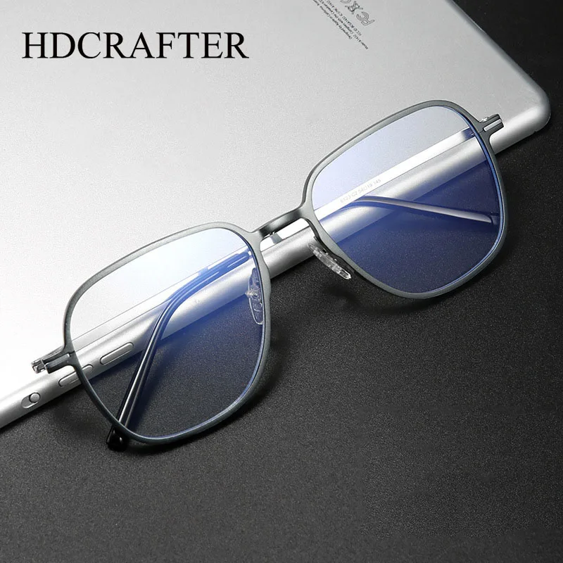 

HDCRAFTER Oversized Square β-Titanium Glasses Anti Blue Ray Men Optical Glasses Frames Men Prescription Eyeglasses Frames 6123