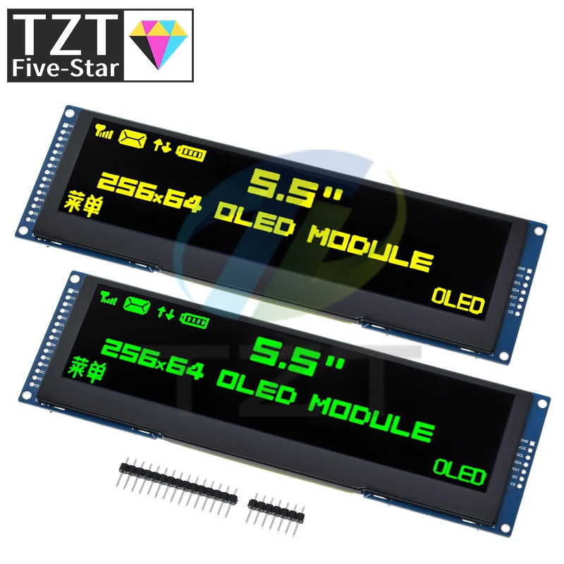 

5.5 Inch OLED LCD Display Green / Yellow Color 256x64 Drive SSD1322 Interface SPI/ 8-bit Parallel Port For Arduino UNO R3