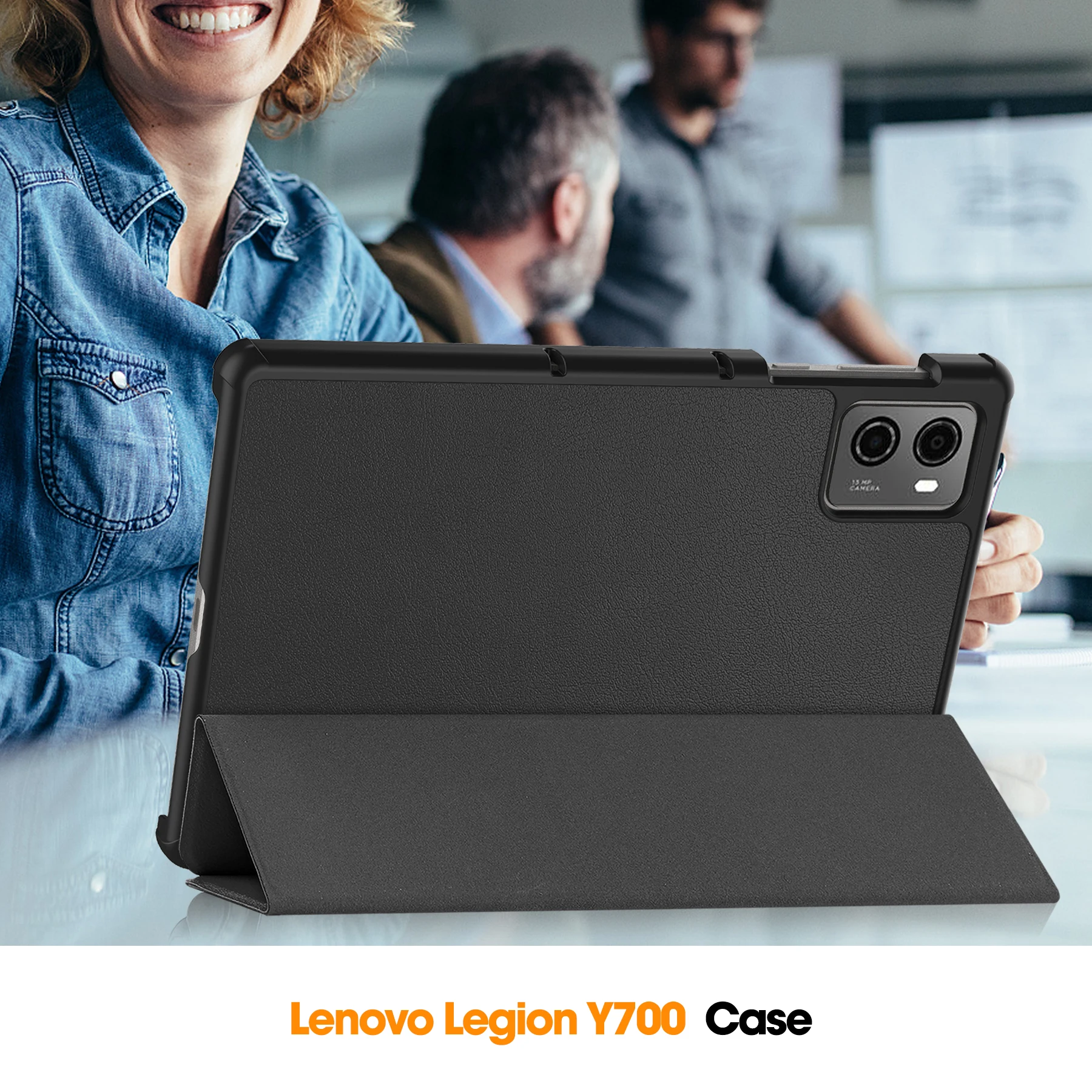 

Leather Cover For Lenovo Legion Y700 Gen 2 TB-320F 2023 Tablet Tri-fold Caster Hard Shell Cover