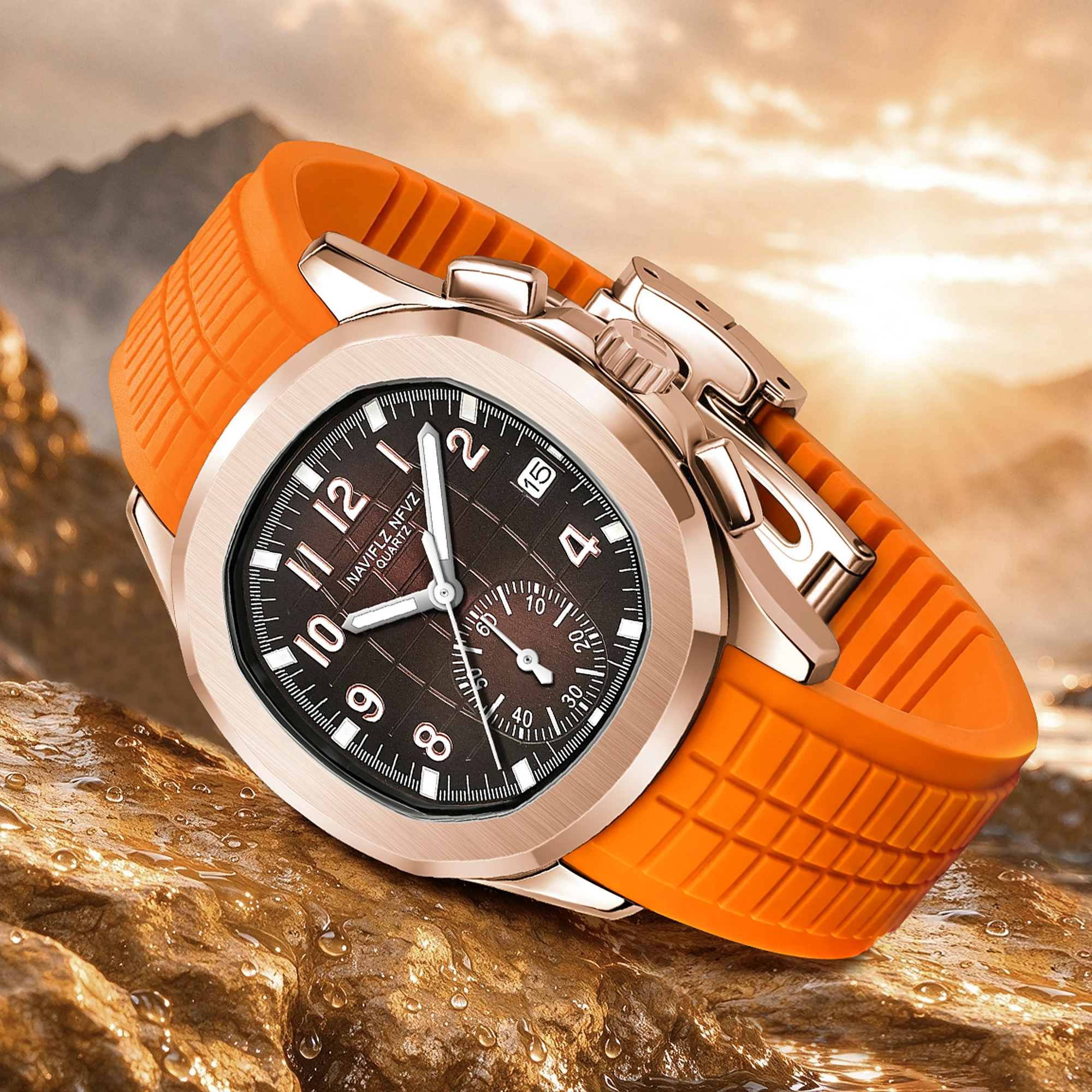 Fashion Imported Quartz Men's Watch NAVIFLZ NFVZ High-Quality Brand 2026 New Model Stainless Steel Scratch-Resistant Sapphire