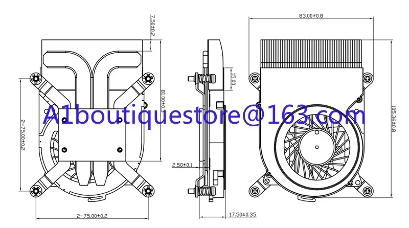 Ultra-thin copper tube integrated machine CPU radiator 1200 115X industrial computer HTPC turbo side blowing PWM fan