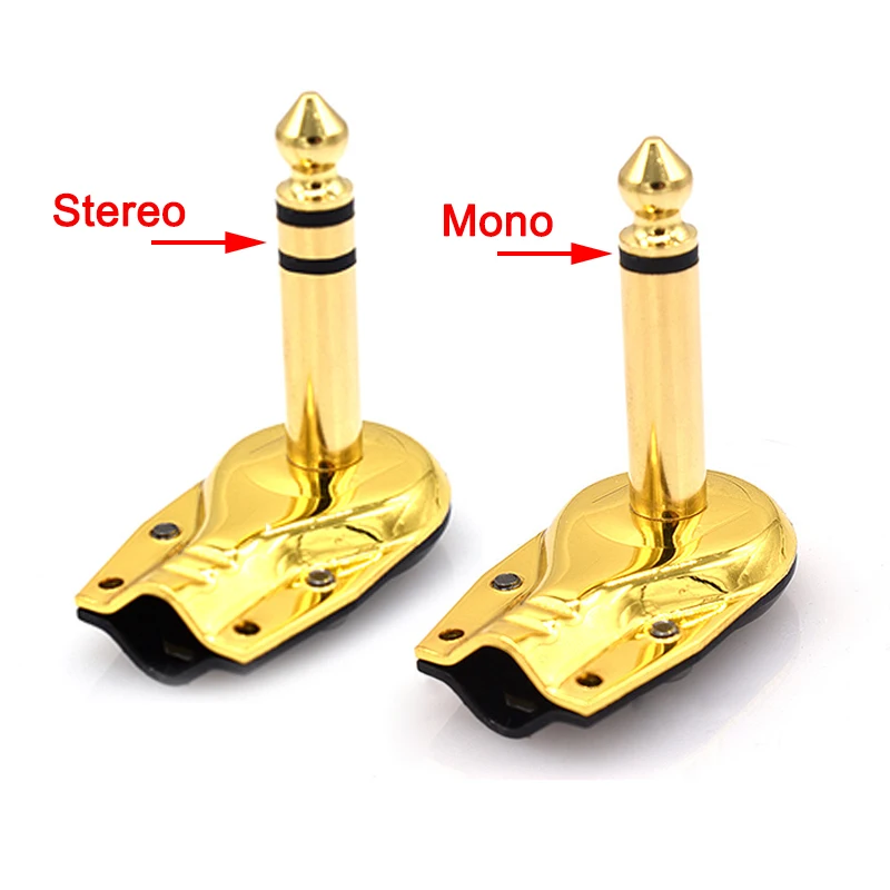 1pc Electrical Connectors Right Angle 6.35mm Mono/Stereo 2/3 Pole Jacks Plug 6.35mm Guitar Phono Pancake 1/4 Inch Convertor