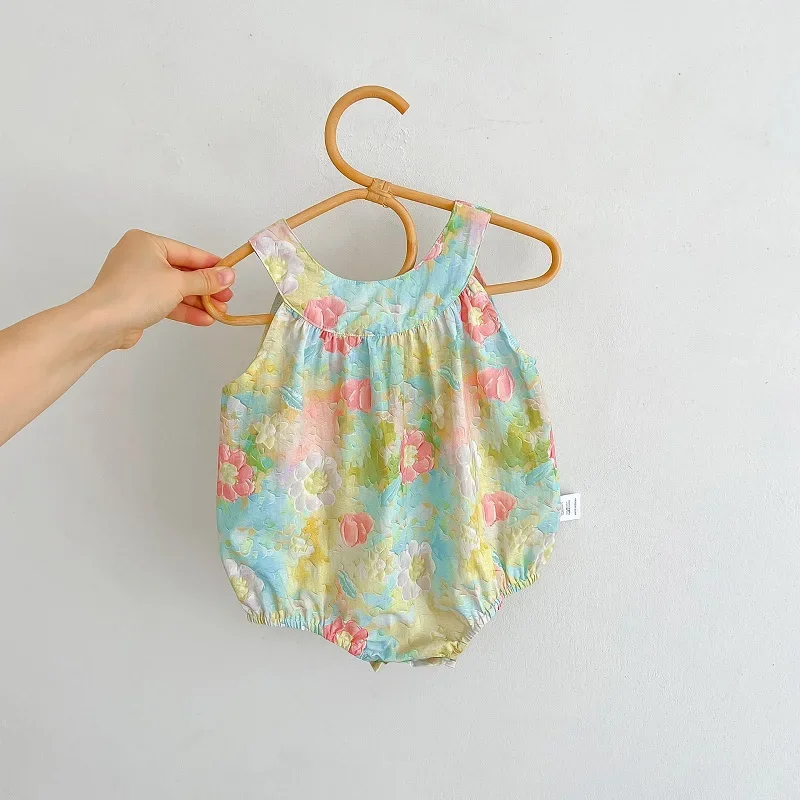 

INS Summer Baby Girl Clothes 0-2Years Cute Newborn Girls Sleeveless O-Neck Flower Romper Loose Bodysuit One-Pieces Sunsuit