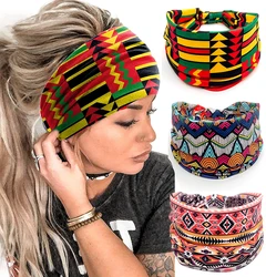 Diadema con estampado de patrón africano para mujer, banda para el cabello de estilo retorcido, envoltura para la cabeza de maquillaje para salón de belleza, turbante, accesorios para niñas, nuevo