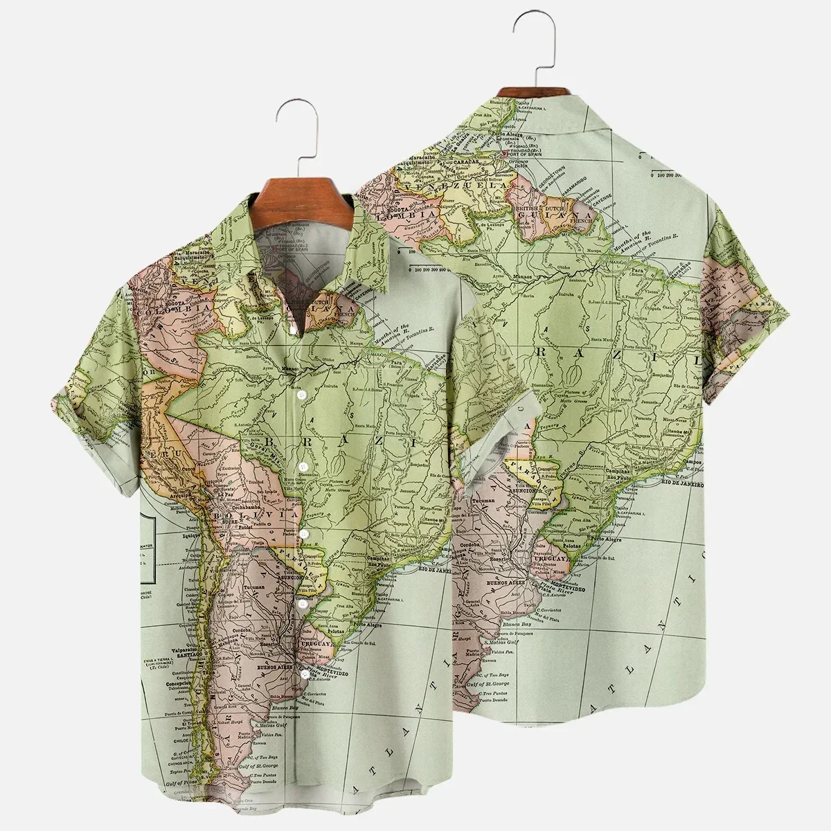 Hawaiian Shirt World Map 3D Printing Shirts Men's And Women's Shirts Men's Casual Flip Collar Summer Beach Casual Travel beach