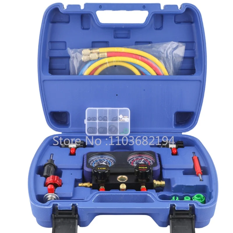 

Car Air Conditioner Fluorometer R134a Refrigerant Coolants Pressure Gauge Household R22/R410 Air Conditioner Double-Meter Valve