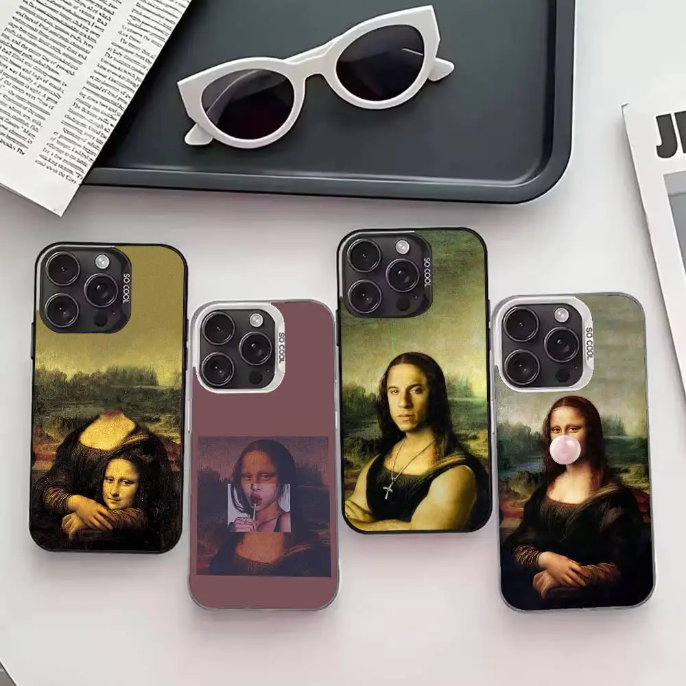 

M-Mona L-Lisa A-Art Phone Case For iPhone 17,16,15,14,13,12,11 Plus,Pro Max,XS,Colored silver phone case