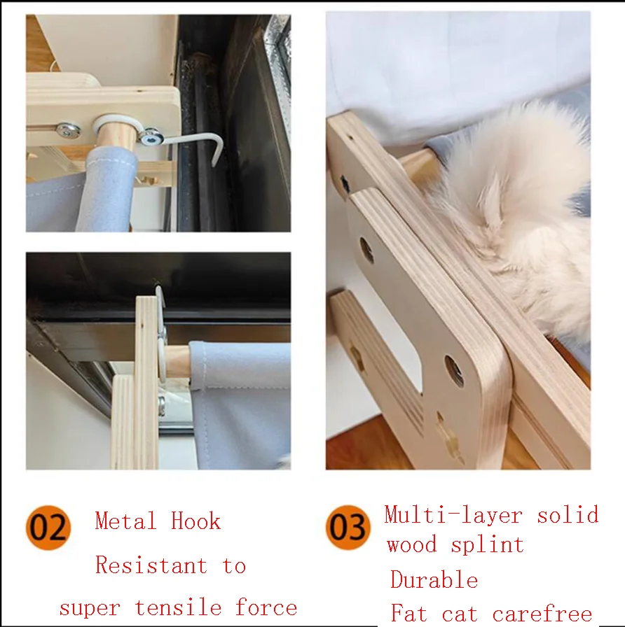 Cat Hammock Window Hanging Bed Hanging Cat Nest Window Sill Cat Climbing Frame Balcony Pet Sun Sofa 40kg Bearing C apacity