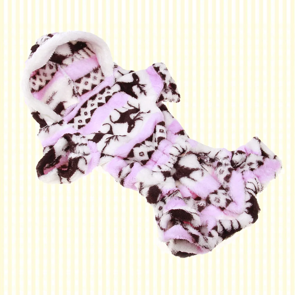 

Pet Dog Jumpsuit Coral Fleece Deerlet Print Puppy Costume For Walking Jogging Sleeping Photo Wear S Pink Dog Clothing