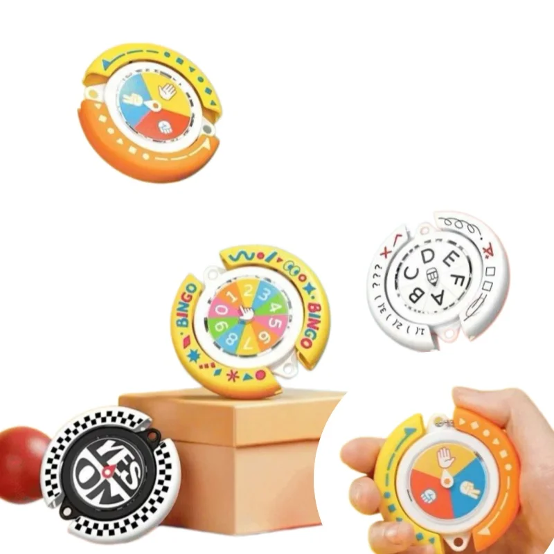 1/4PCS Wheel of Fate Rotating Compass Keychain Abstract Trendy Toy Desktop Decor Decision Making Fidget Toy For Adults Kids Gift