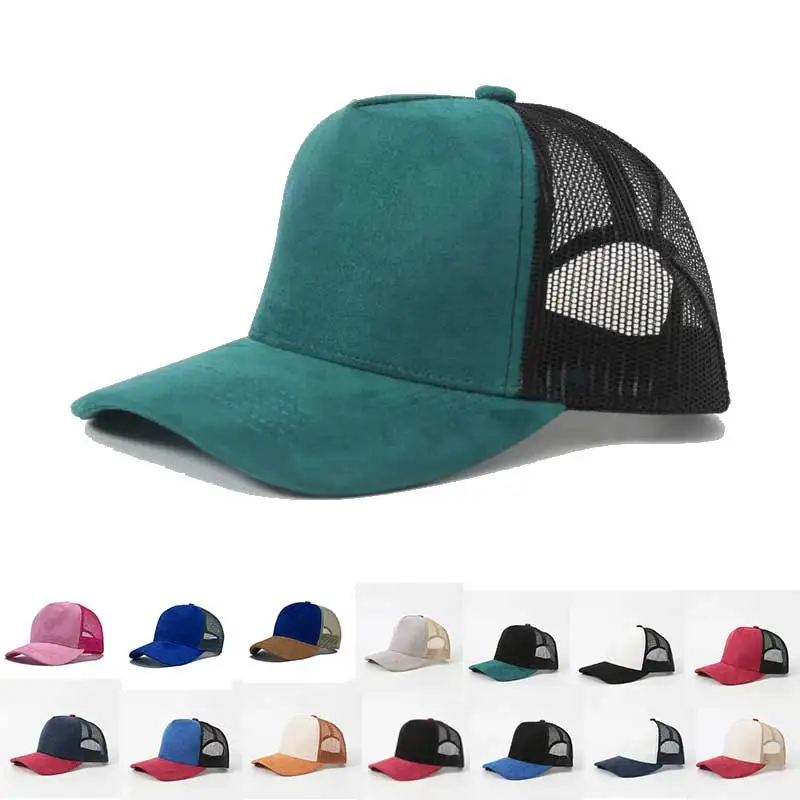 Baseball Cap Men 5 Panel Mesh Suede Trucker Hat Women Spring Summer Outdoor Sports Hats Women Solid Color Gorros