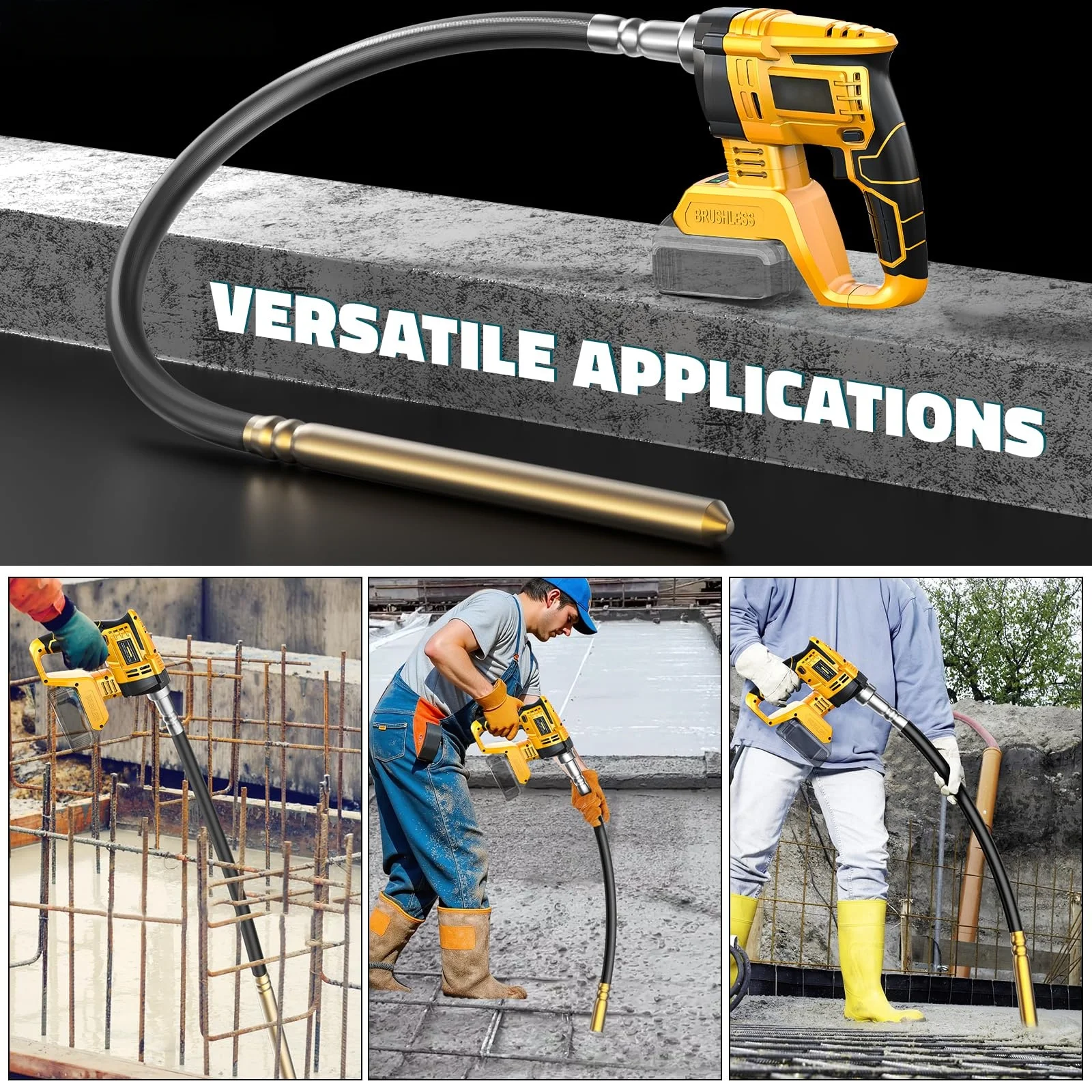 Brushless Cordless Concrete Vibrator Copper Motor Handheld Portable Pencil 21V Cement Mixer Stirring Tool for dewalt battery