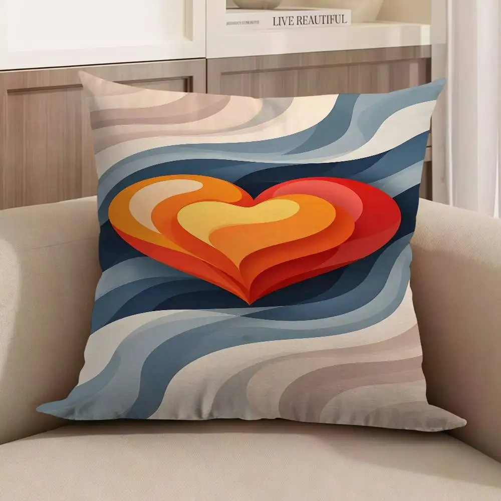 

Layered Heart Waves Personalized Pillow Dust Cover Bedroom Kids Party Decoration Pillowcase Birthday Children Gift