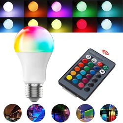 E27 LED RGB Lamp Spotlight Bulb 220V Bombillas LED 10W 15W 20W IR Remote Control LED Bulb Smart LED RGBW Lamp Bar Home Decor