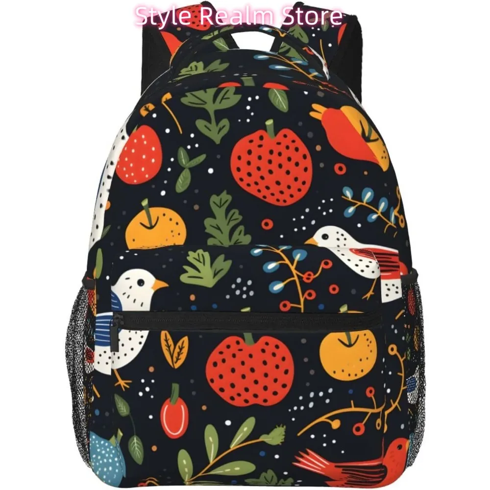 

Bird Apple Fruit Lightweight Laptop Backpack Lightweight Multipurpose Travel Casual Daypack Unisex College Backapcks for Men Wom