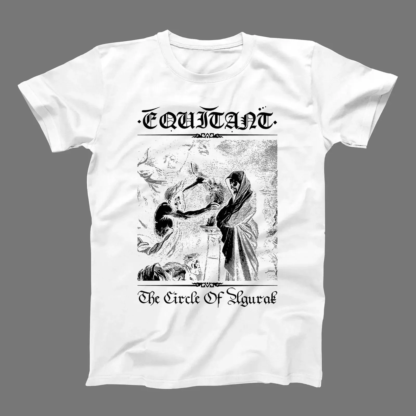 T-shirt EQUITANT THE CIRCLE OF AGURAK ABSU Mortiis Equimanthorn vintage, streetwear délavé, haut unisexe élégant pour tous les jours