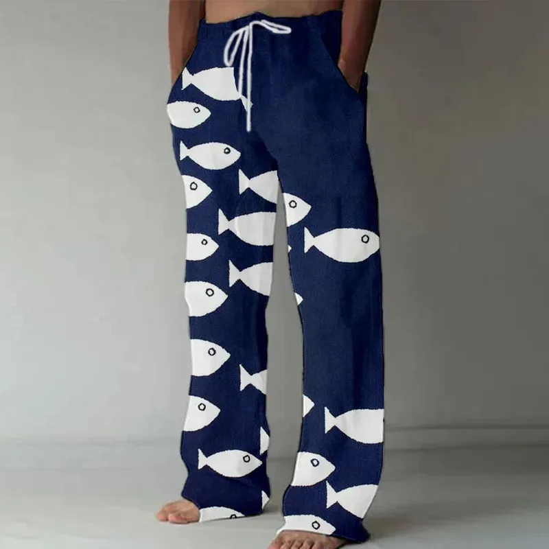 Comfortable Casual Pants With Personalized Colorful Octopus Pattern printing, Fashionable And Simple men's Straight Leg Pants