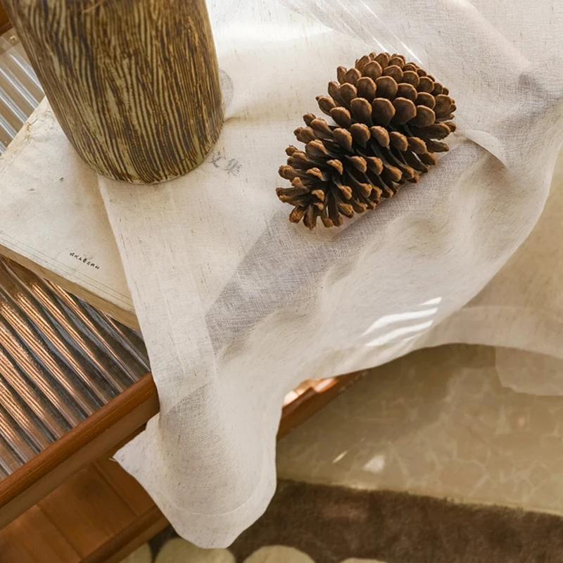 Japanese Linen Look Sheer Curtains for the Living Room Hall Window Tulle Bedroom Curtain Elegant Ready-made Room Kitchen Cortina