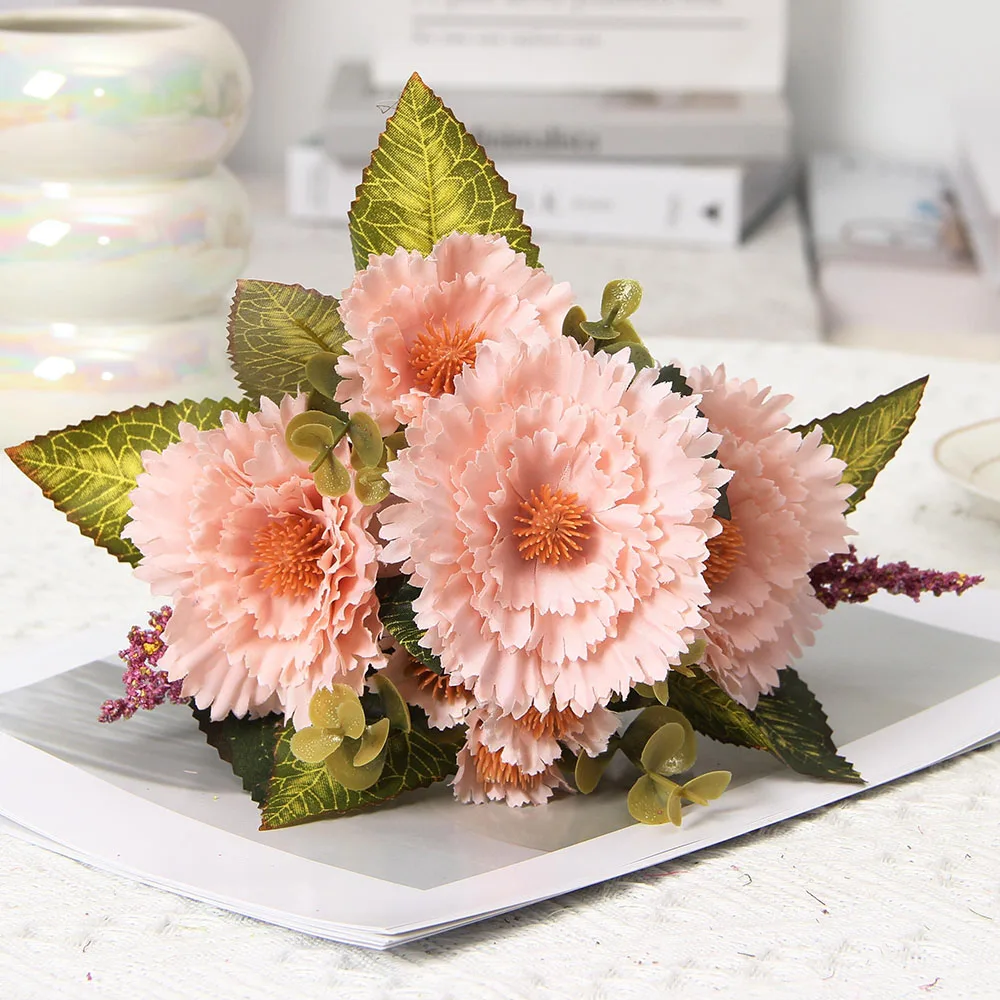 7-köpfe gefälschte Sonnenblume Gerbera künstliche Gerbera Hochzeitsdekoration gefälschte Blume Simulation Pflanze Heimdekoration Schießen Requisiten – Detail 5