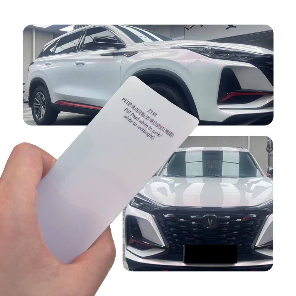 PET Glossy Pearl White To Red Chameleon Auto Wrap Vinyl Scratch Resistant Anti Yellow Full Car Sticker Decal 1.52*18m