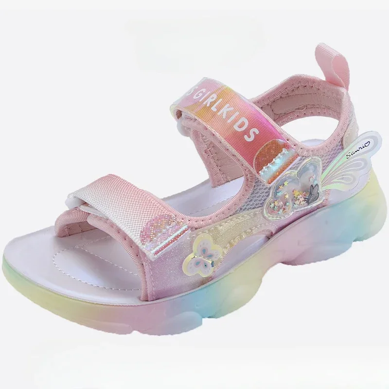 Girl's Sandals 2024 Summer New Children's Velcro Sports Sandals, Wholesale of Large Children's Anti slip Beach