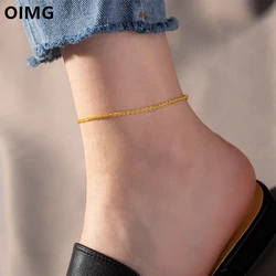 OIMG 316L Stainless Steel Gold Color Charming GlitteringAnklet for Women Girl Foot Accessories Bohemian Jewelry Ankle On The Leg