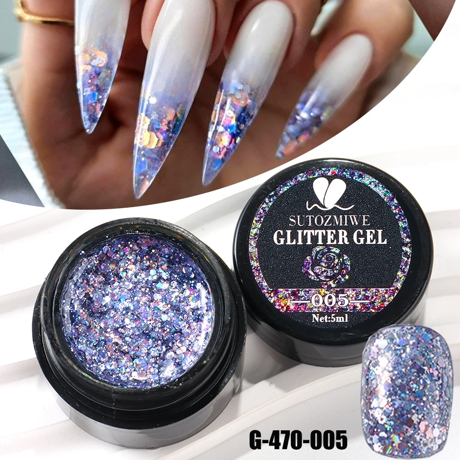 Champagner Gold Glitzer Reflektierendes Nagelgelpoliermittel Funkelndes Nagelgel Kristall Glitzer Graffiti Streifen Zuglinie Nagel UV Gel