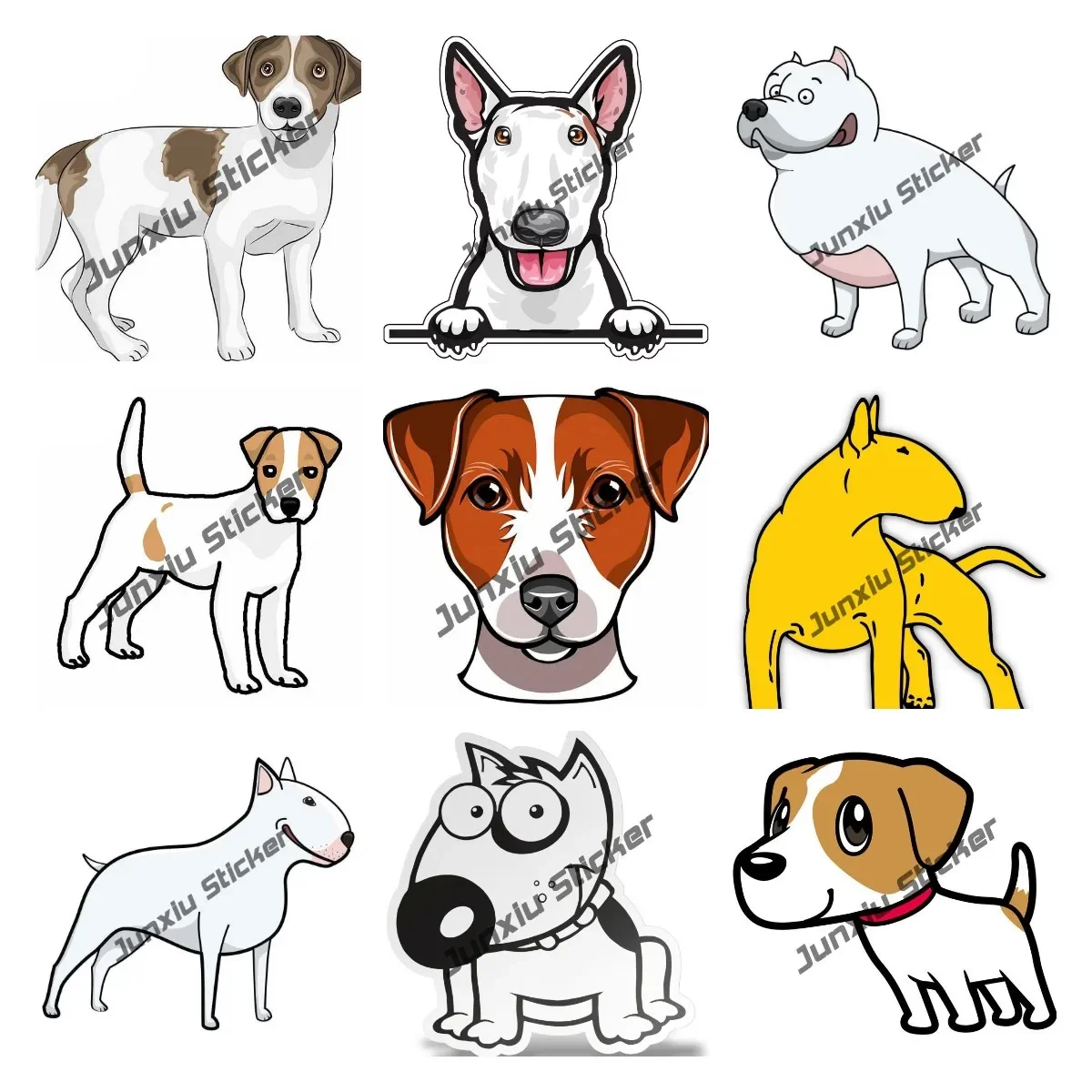 Cute Schnauzer Jack Russell Terrier Dog Cartoon Bull Terrier Car Sticker Decal Decor for RV Auto Motocross Racing Glue Sticker