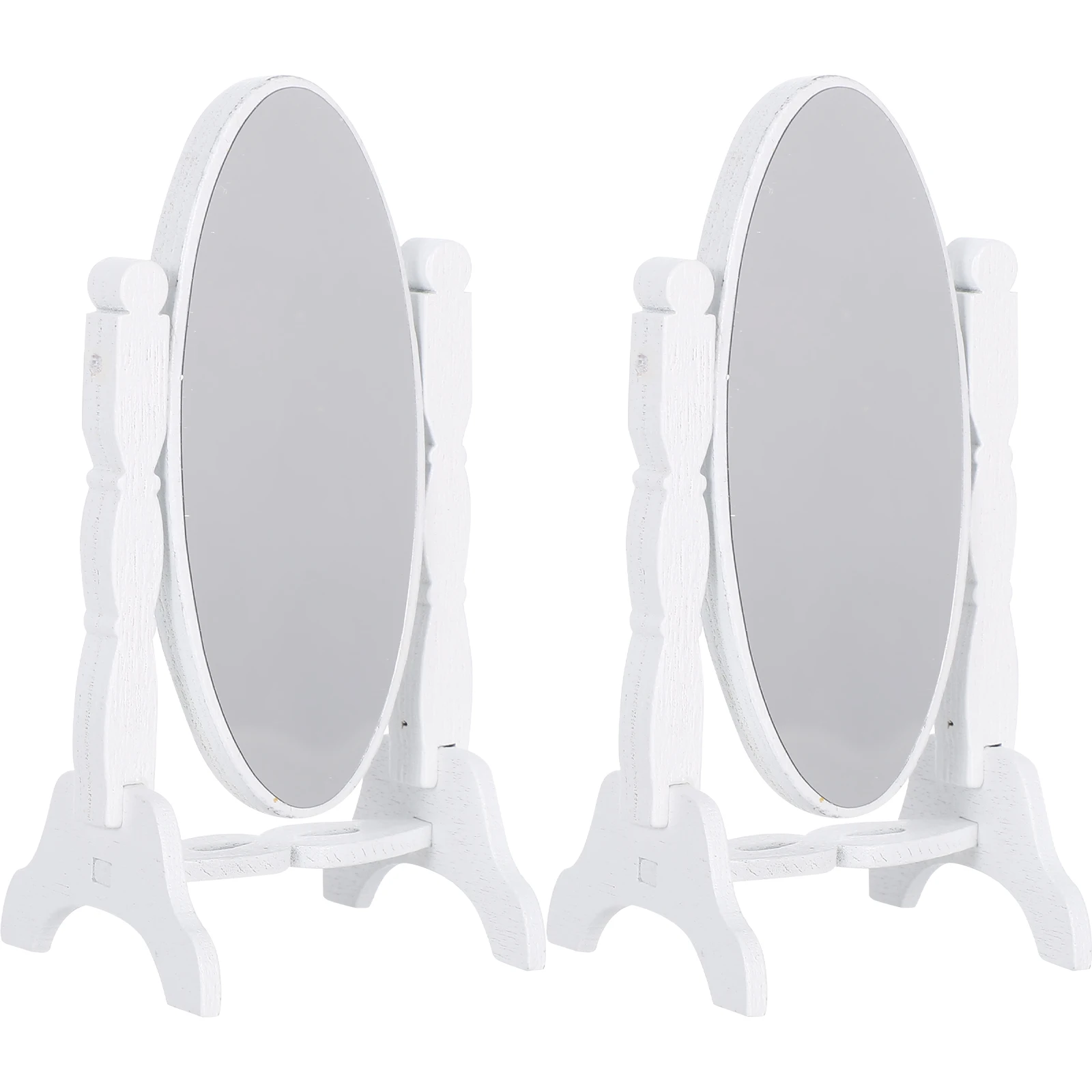 2 stücke Vintage Mini Für Puppenhaus Maßstab 1:12 Kleine Holz Rahmen Stehen Spiegel Retro Eitelkeit Tisch Schlafzimmer Möbel Zubehör