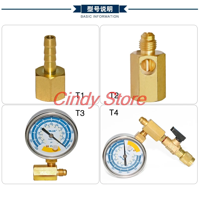Refrigerante Tabela Vacuum Gauge Válvula Reguladora R22 Bomba de Vácuo Hvac Refrigerante Repair Tools Novo