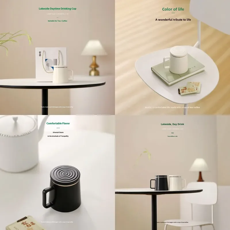 

【CHIMU HOME】 Modern Chinese Style Minimalist Ceramic Cup with Lid and Filter for Office Water Cup Gift Teacup Mug