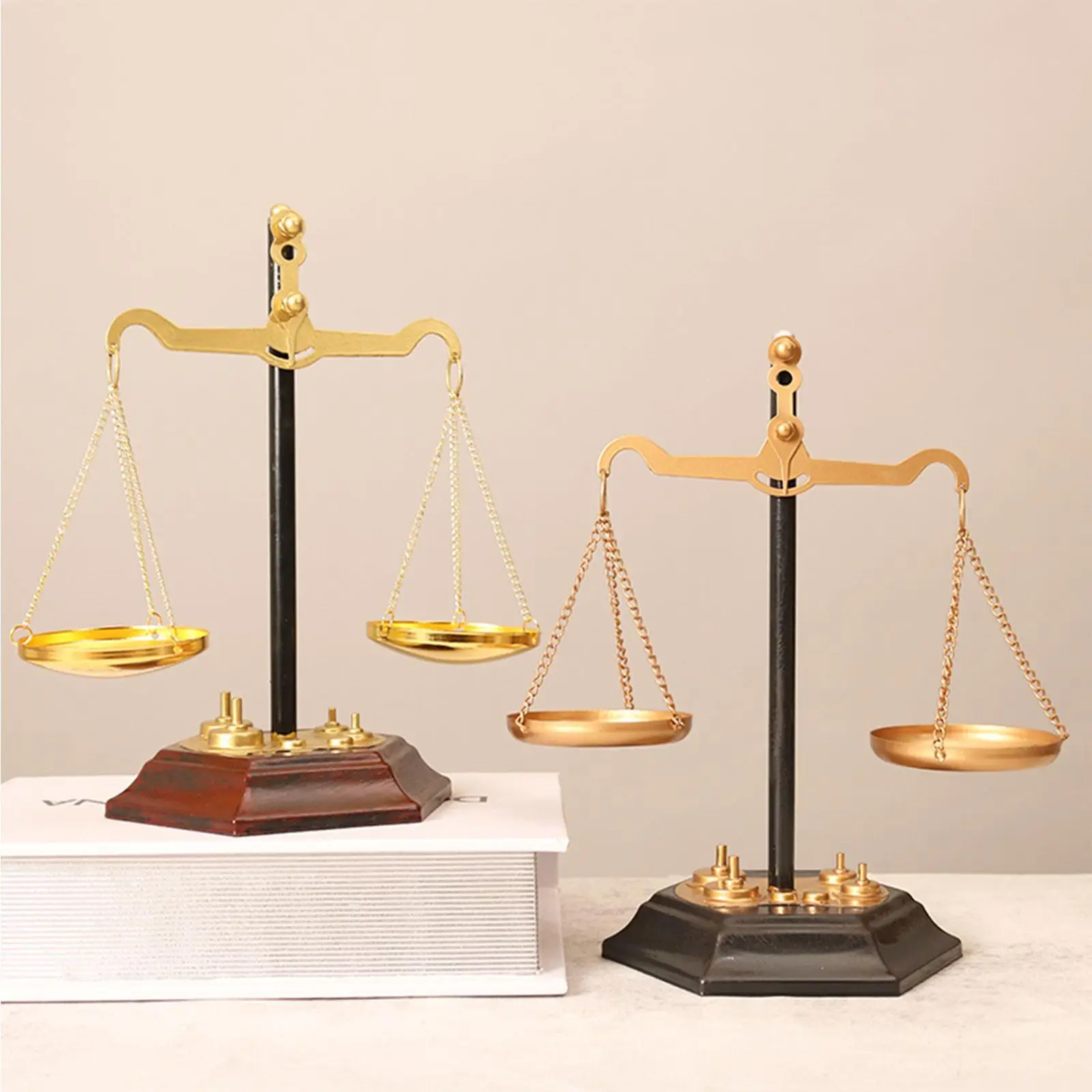 Farmhouse Style Jewelry Display Scale Unique Desktop Balance Art for Necklaces Keys & Small Items Decorative Holder with Wooden