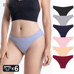 FINETOO 6pcs Women's Cotton Underwear Sexy Breathable Panties Plus Size Seamless Briefs Female Low-Waist Casual Lingerie M-2XL