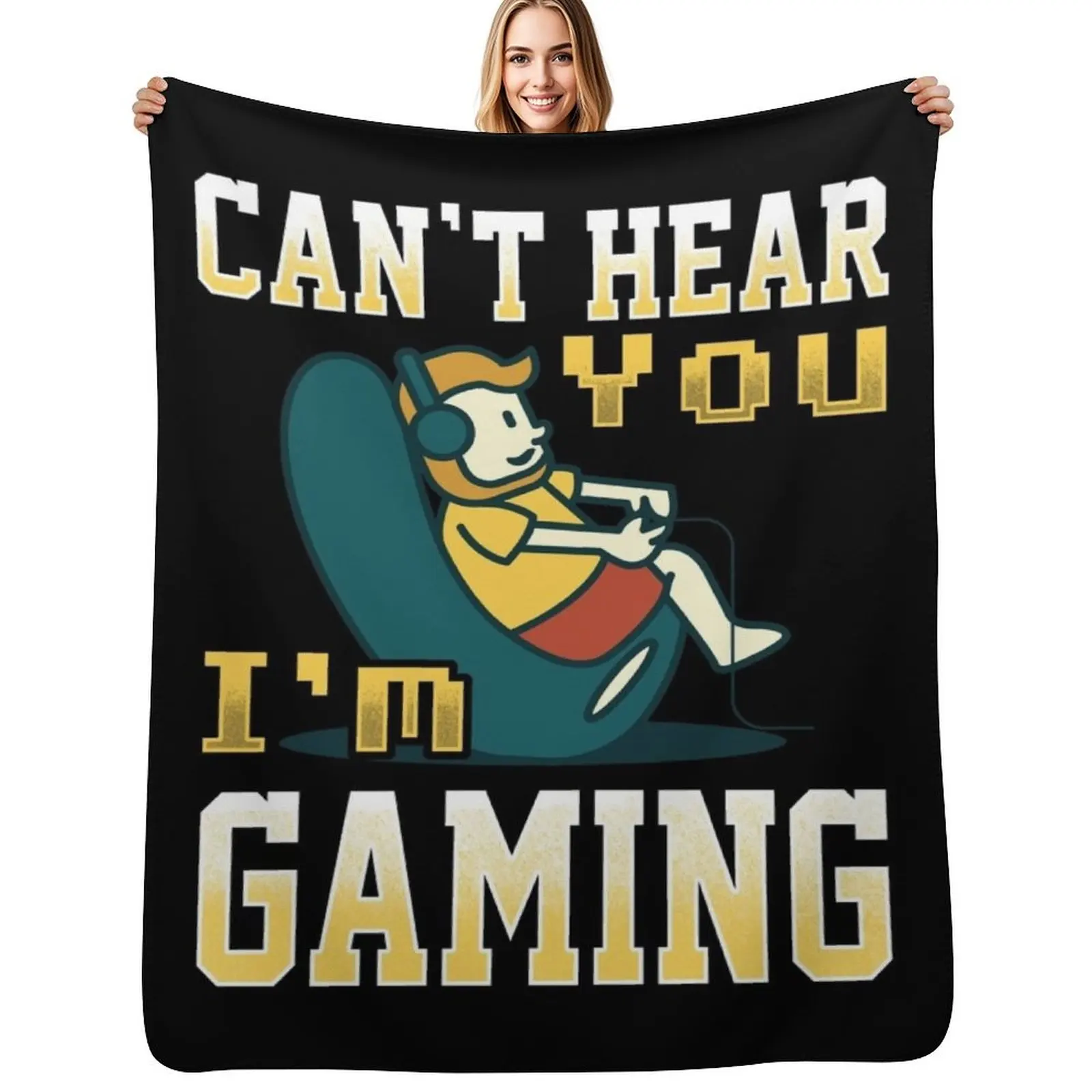 Can't Hear You I'm Gaming Multiplayer Gamer print Throw Blanket Flannel Fleece Soft Warm Throw Blanket