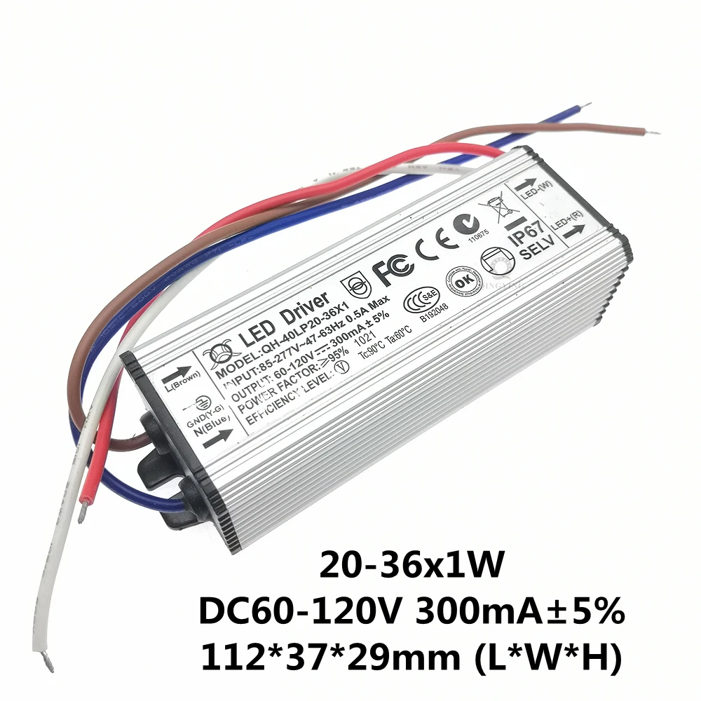 300mA wodoodporny sterownik led 1W 5W 10W 20W 30W 36W IP67 transformatory oświetleniowe 1 5 10 20 30 w wat światła zewnętrzne zasilanie