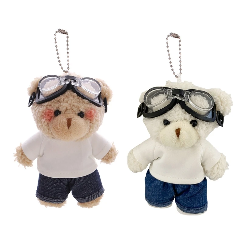 Lovely Bear Sturdy Plush Keychain Charm With Goggles Soft Comfortable Materials Accessory for All Ages Use