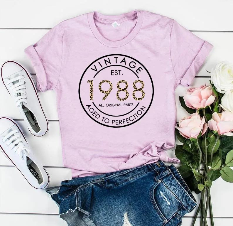 Limited 1988 Edition 35th Birthday Shirt Funny Graphic Cotton Women Tshirt Short Sleeve Tees y2k Kawaii O Neck Female Clothing