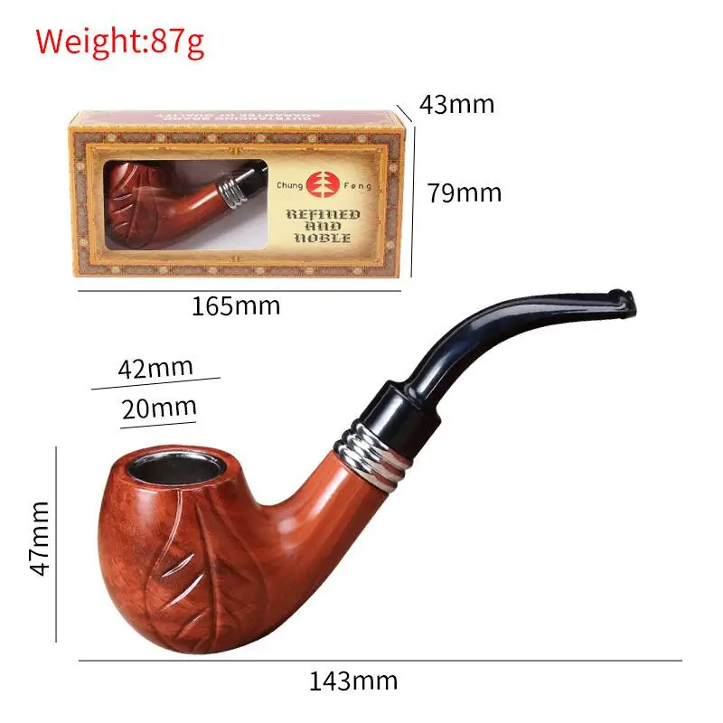 Fashion Exquisite Pattern Resin Detachable Cleaning Filter Curved Pipe Imitation Solid wood Tobacco pipe Smoking Pipes Gifts