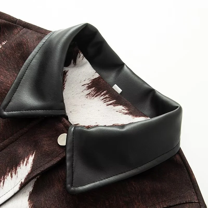 Veste courte en cuir PU mixte imprimé vache, tendance et Sexy pour femmes, Style de rue américain, tendance, automne 2025