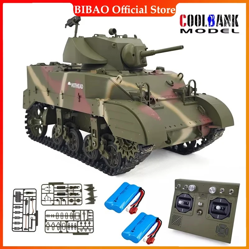 New Warehouse Soldier US Stuart M5A1 RC Tank Military Simulation Tank Model Assembly G2080 Toy Adult Boy Toy  COOLBANK MODEL