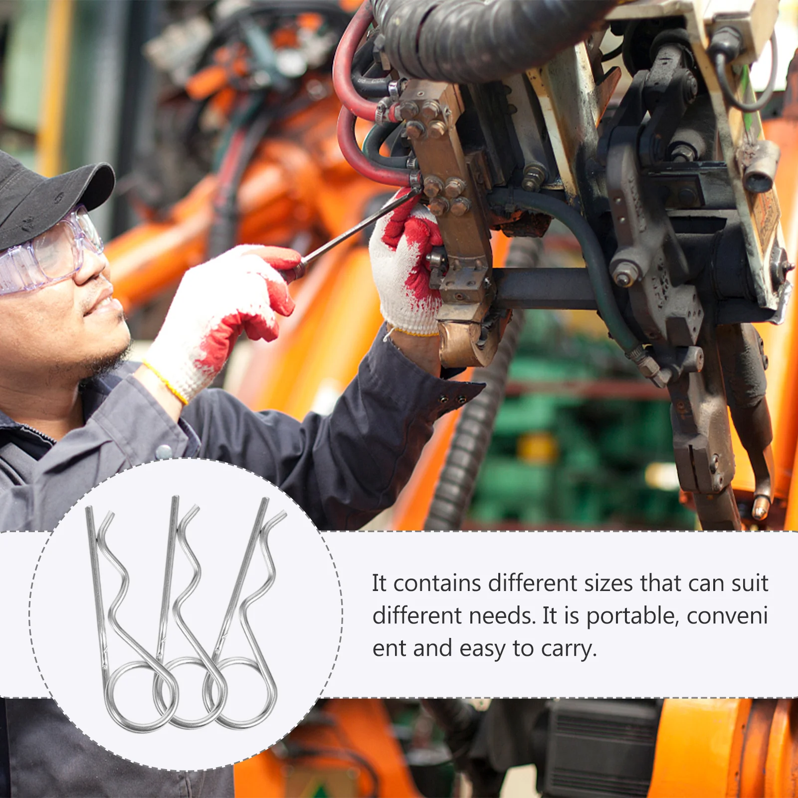 

10pcs R Shape Spring Pin 65 Manganese Steel Durable Small Cotter Pin For Automotive Machinery Workshop Tools Metal Hardware