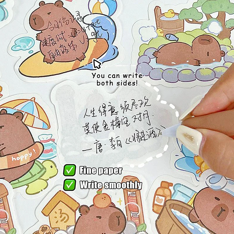 100Sheets Creative Capybara Note Paper Cartoon Cute Notebook Non Sticky Decals Stationery Student Stationery Stickers Scrapbook