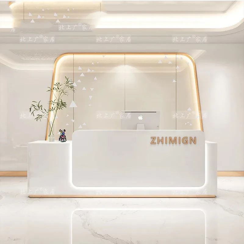 Commercial Display Reception Desk White Lectern White Office Hotel Reception Desk Information Recepcion Para Negocio Furniture