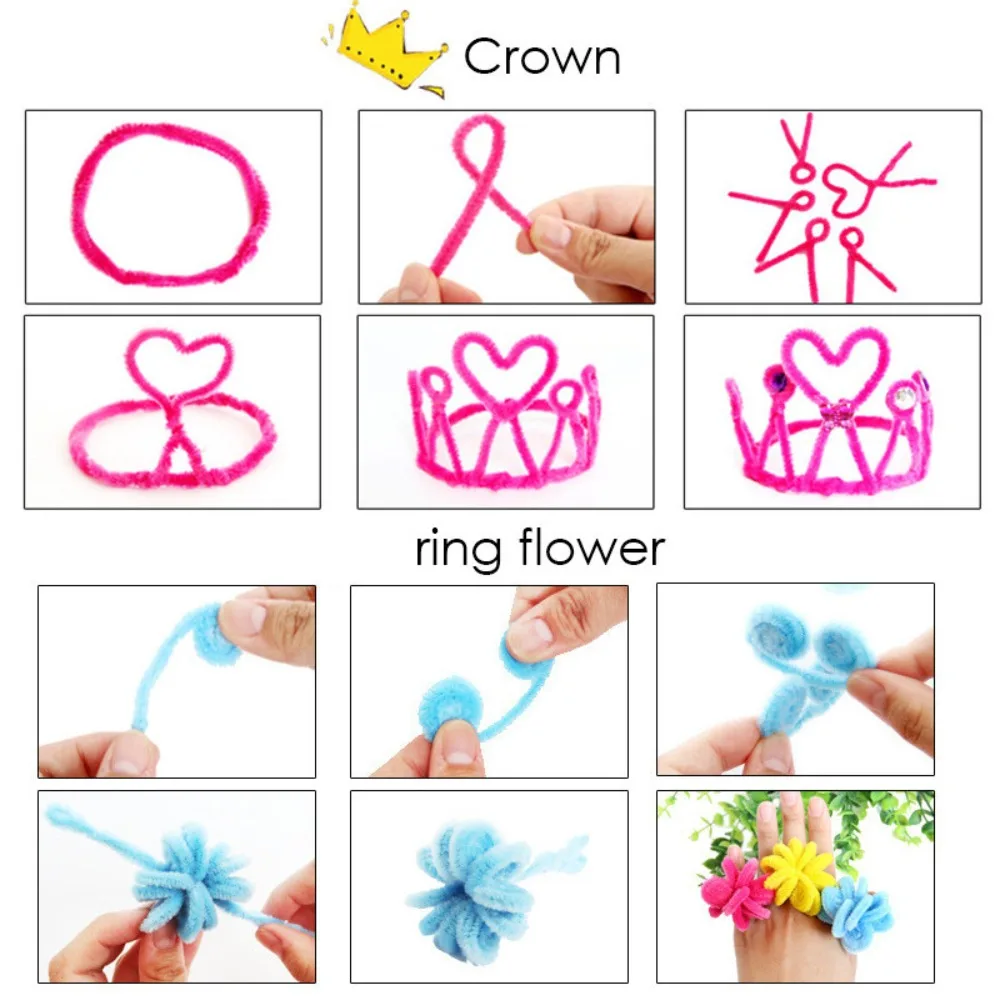 100pcs Macaron Color Fuzzy Wire DIY Tulips Flower Bouquet Valentine Birthday Handmade Gift
