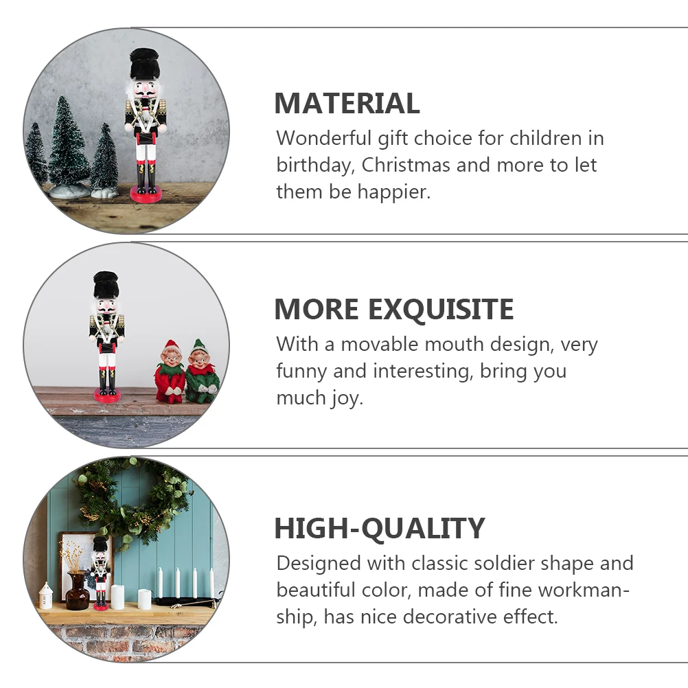 

1Pcs Walnut Soldier Wooden Puppet Decoration Classic Xmas Nutcracker Adorn Xmas Scene Ornament Gift Walnut Soldier