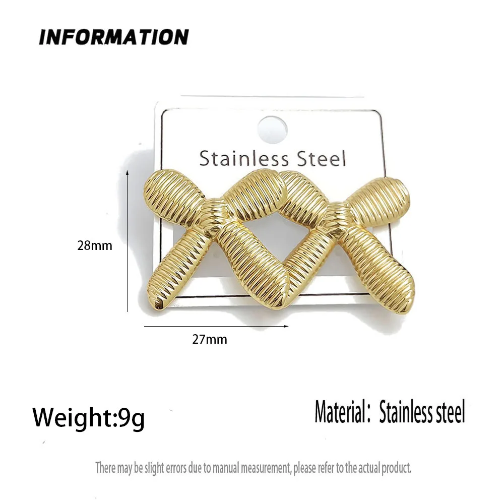 New bow drop and triangular stainless steel women's earrings, waterproof heavy metal earrings, wife gift