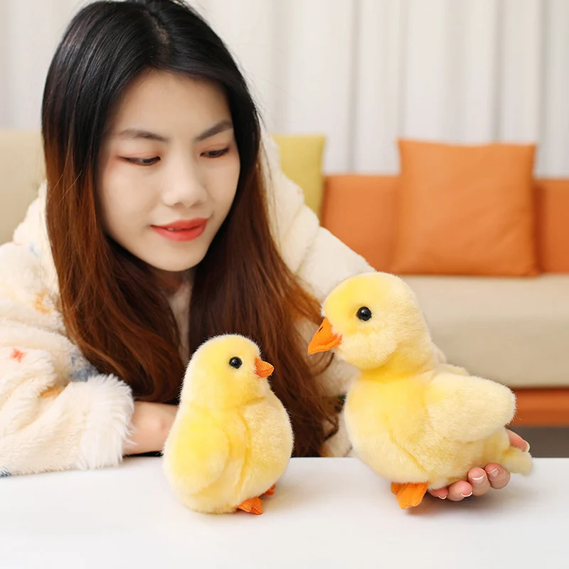 Kawaii Fluffly Little Duck Plush Toys Soft Stuffed Animals Lifelike Cartoon Chick Dolls Baby Sleeping Pillow for Girls Kids Gift